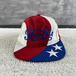 Vintage Pepsi Snapback Hat OSFA Swirl Embroidered Patriotic Cola Stars Stripes